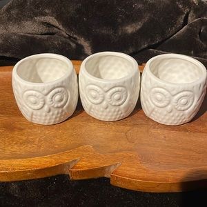 Mini Ceramic Owl Planter Set
